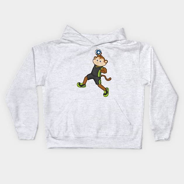 Monkey at Handball player with Handball Kids Hoodie by Markus Schnabel